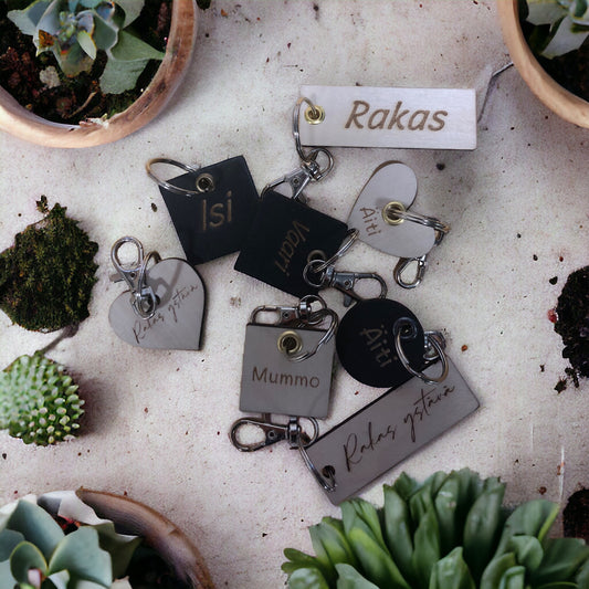 Avaimenperä omalla tekstillä