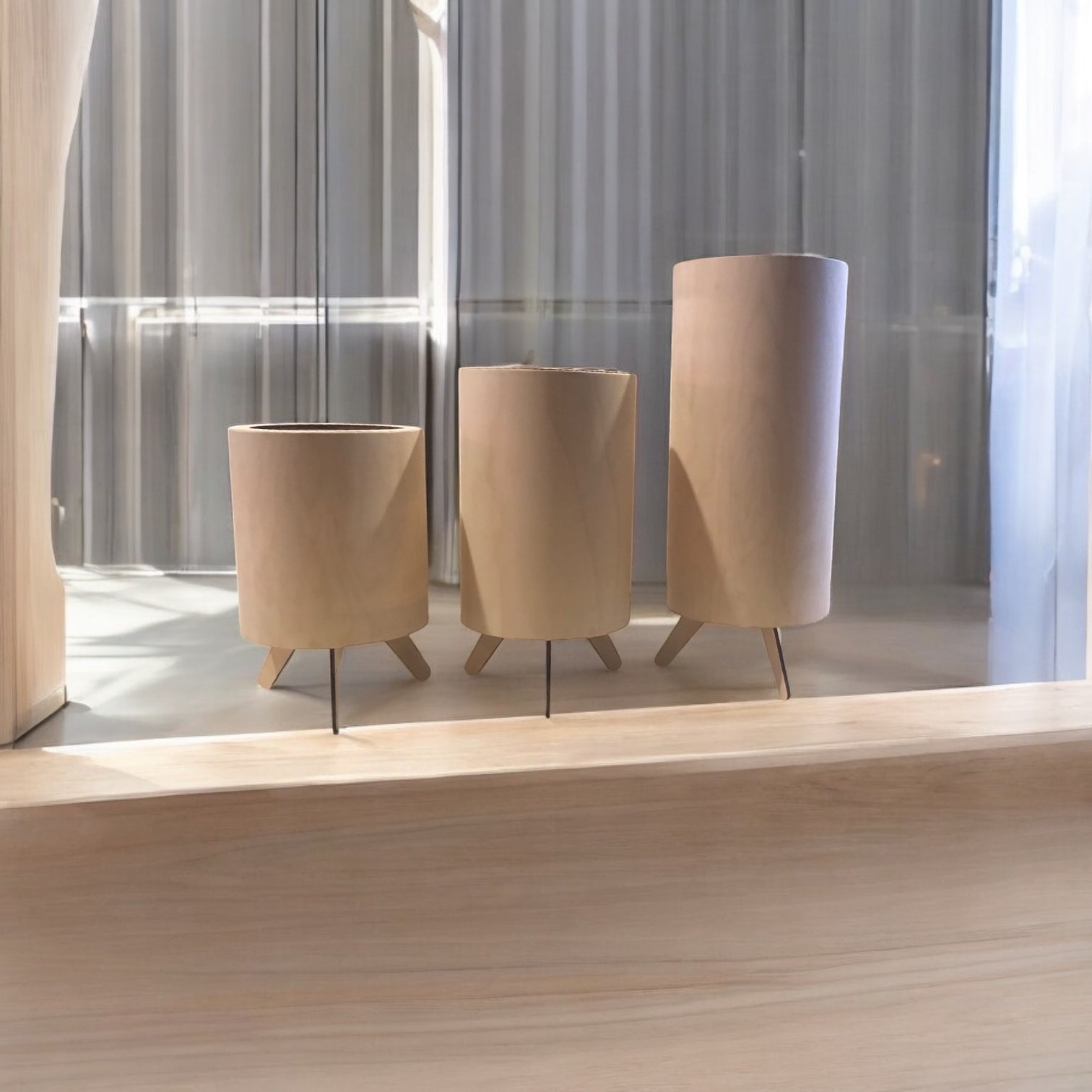 Heleä koivuvanerinen design valaisin