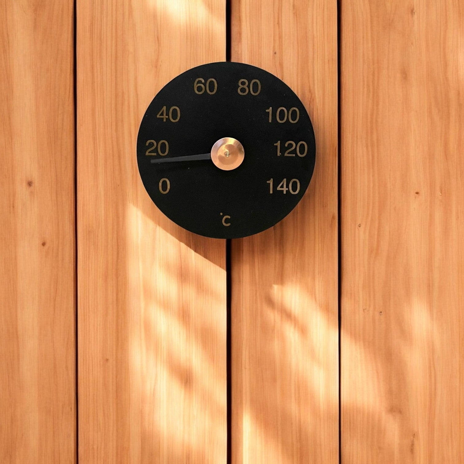 Saunamittari musta pyöreä kupari